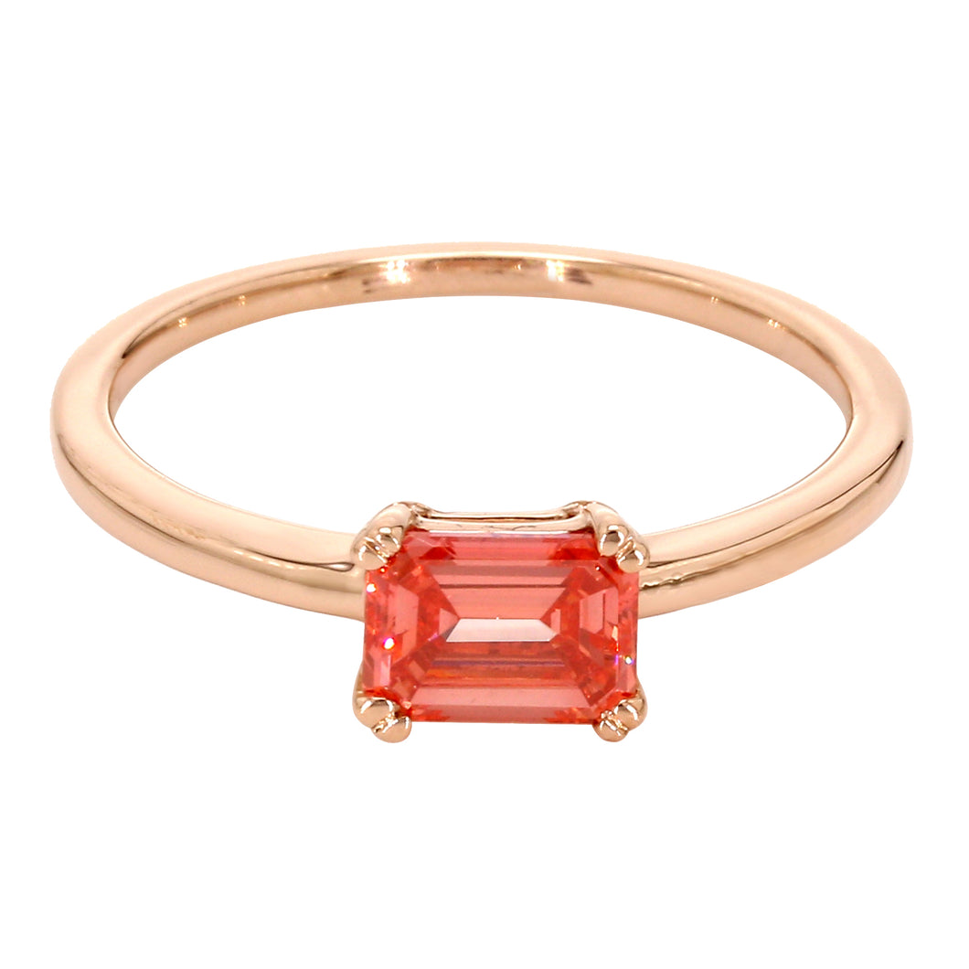 0.80CTTW Pink Sleeping Emerald Lab-Created Diamond Ring in 14K Rose Gold