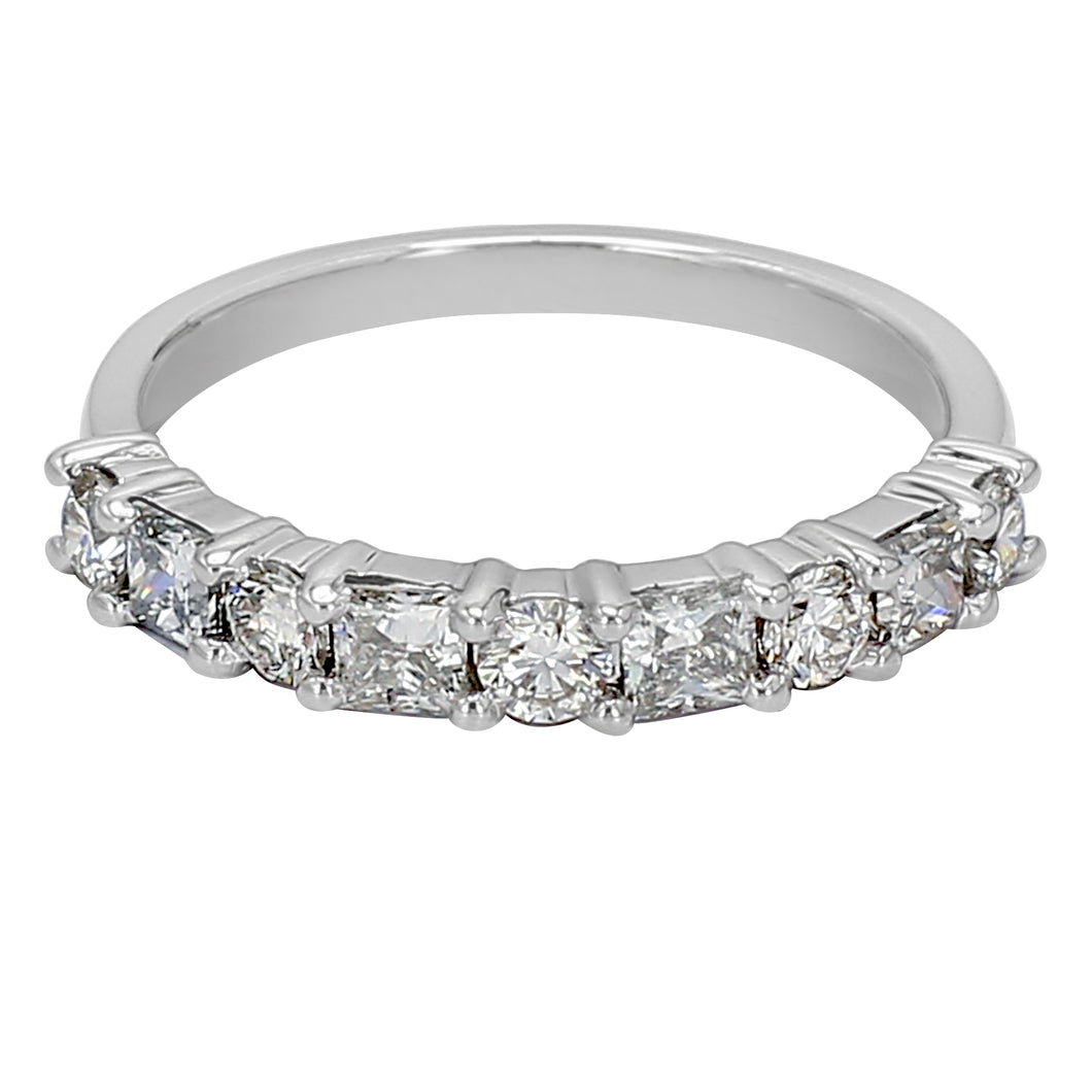 1.00 CT.TW Lab-Created Princess and Round Diamond Band in 14K White Gold