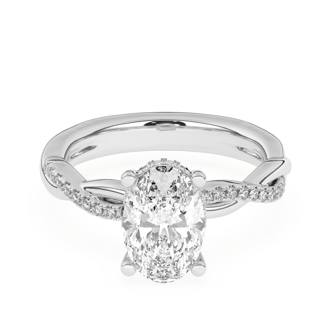 2.71 ct. Oval Lab-Created Diamond Ring with Twisted Band