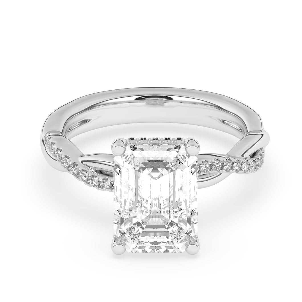 4.07 ct. Radiant Cut Lab-Created Diamond Ring With Twisted Band