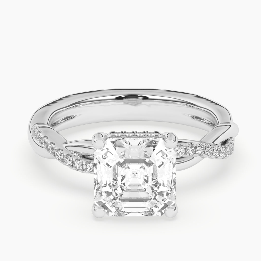 4.50 ct. Asscher Lab-Created Diamond Ring with Twisted Band