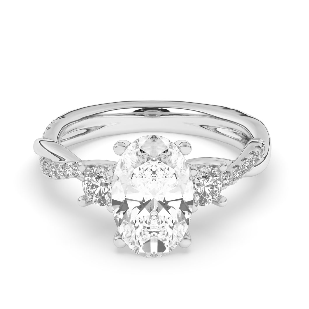 3.04 ct. Oval Three-Stone Lab-Created Diamond Ring With Twisted Band