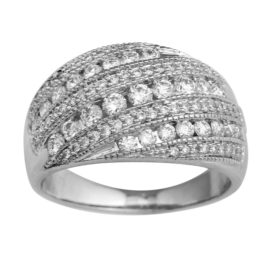 1.00CTTW Lab-Created Diamond Dome Ring in 14K White Gold