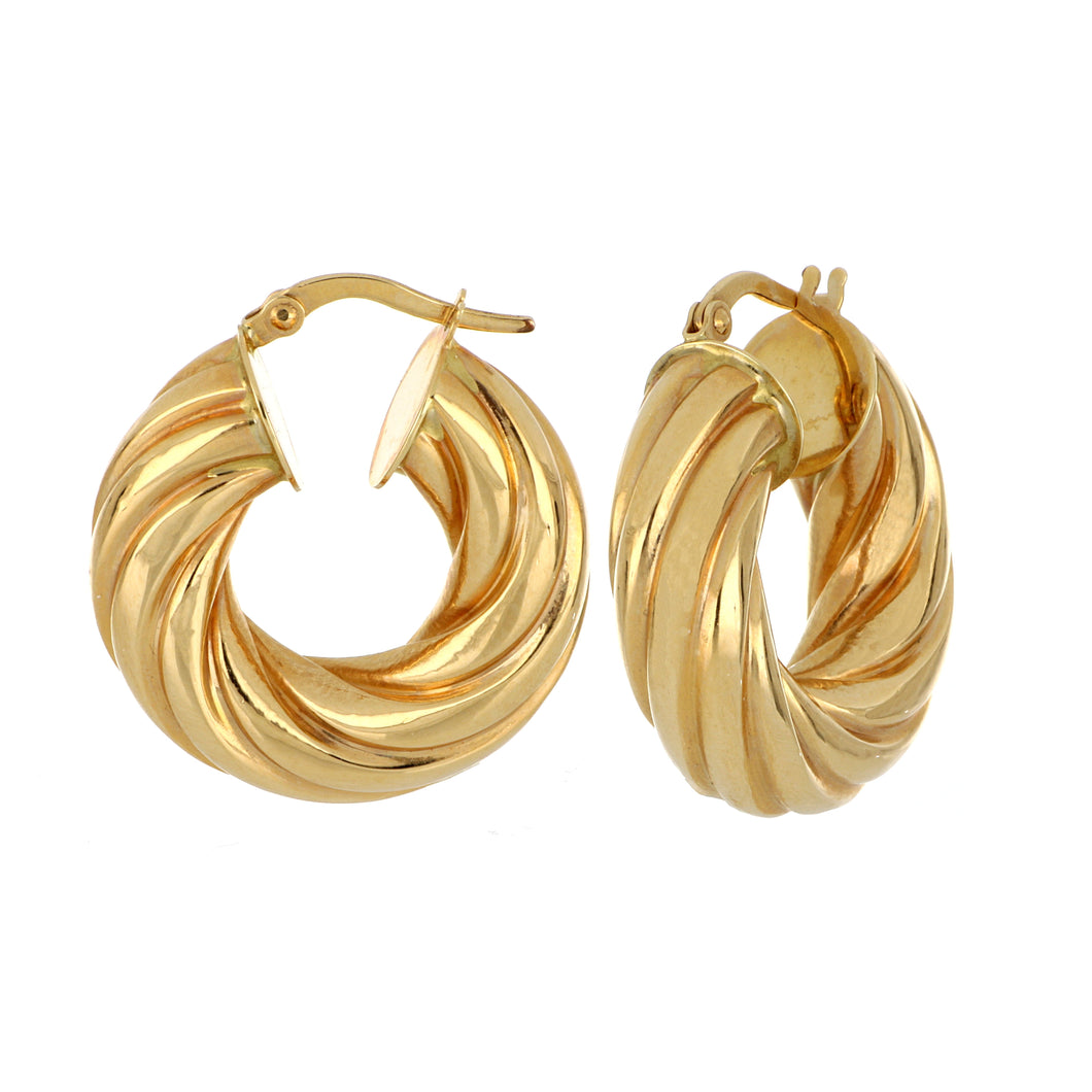 14K Yellow Gold Twisted Hoop Earrings