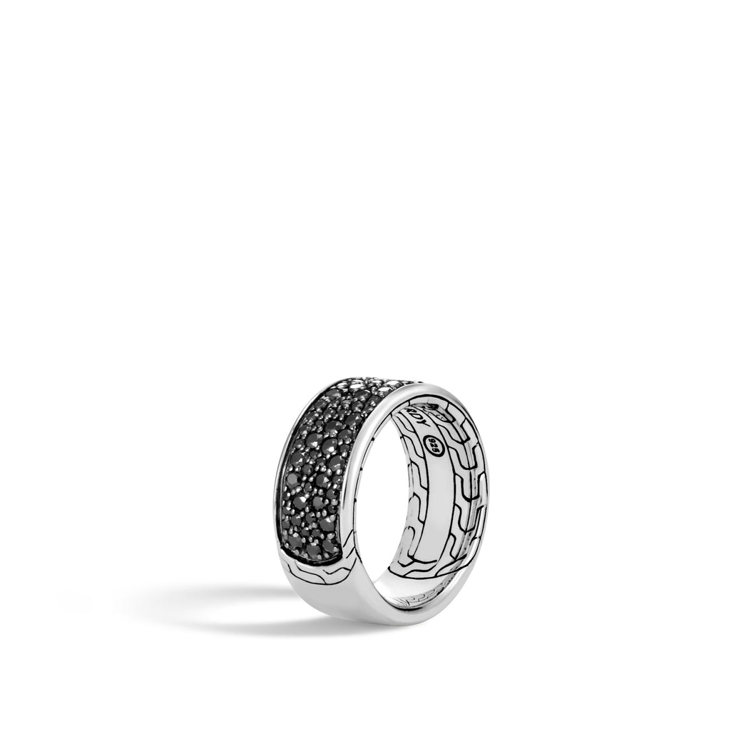 Classic Chain Band Ring with Black Sapphire and Spinel