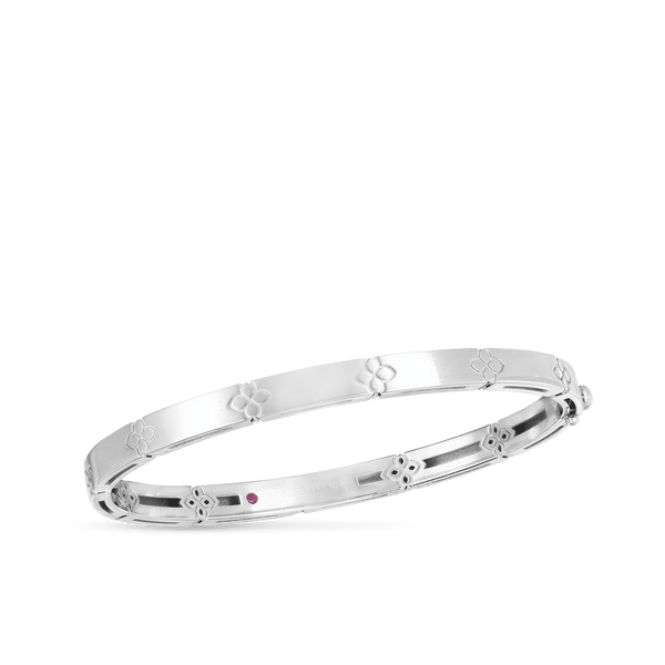 18K White Gold Love In Verona Narrow Width Bangle