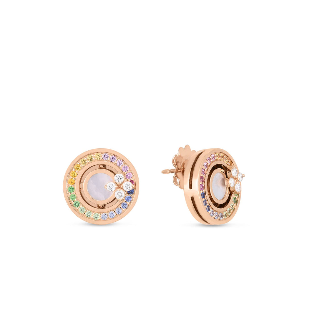 18KT Rose Gold Love in Verona Rainbow Stud Earrings