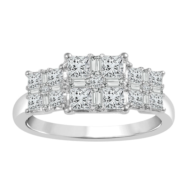 14K White Gold Trilogy 1.00CTW Diamond Ring