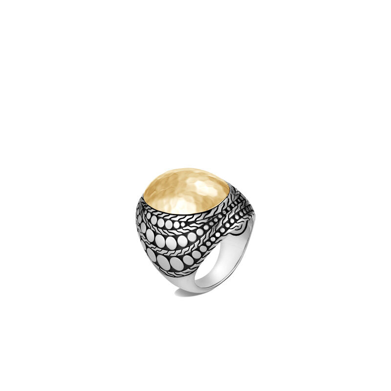 Dot Hammered Dome Ring