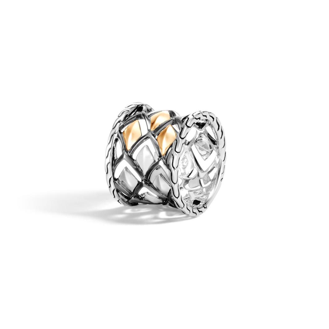 Legends Naga Band Ring in Silver with 18K Gold