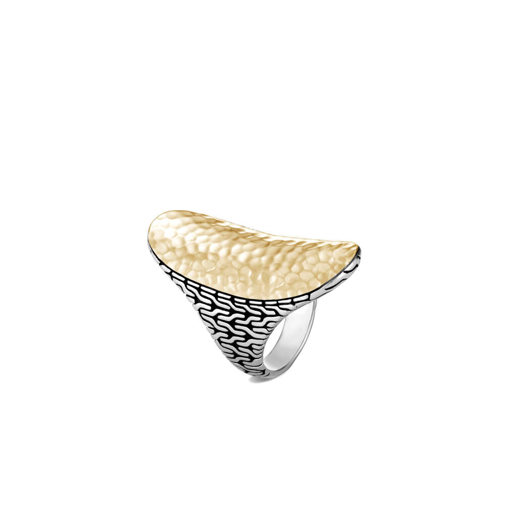 Classic Chain Hammered Saddle Ring