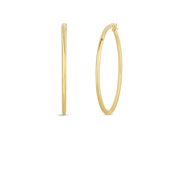 18K Yellow Gold Oro Classico Large Round Hoops