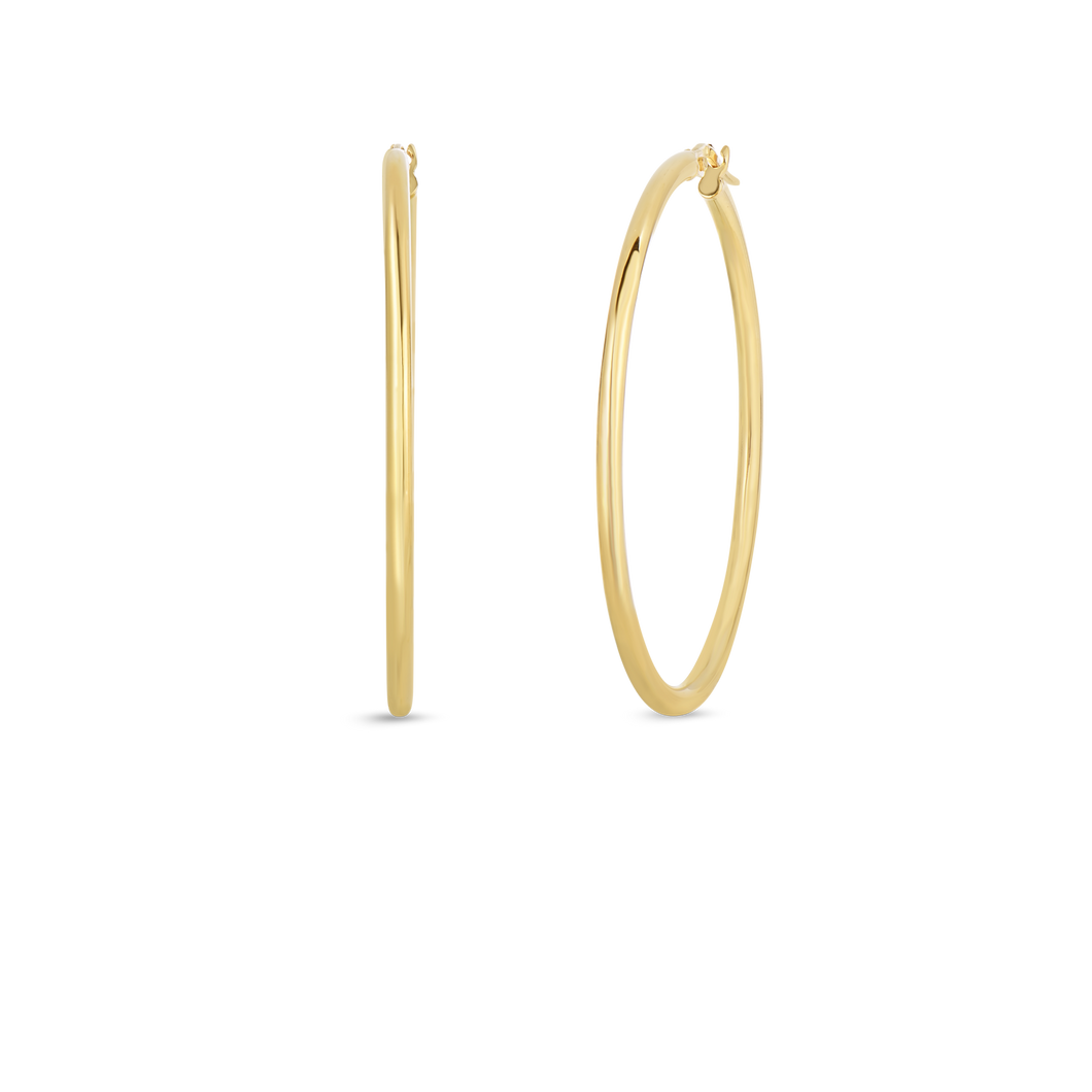 18K Yellow Gold Oro Classico Large Round Hoops
