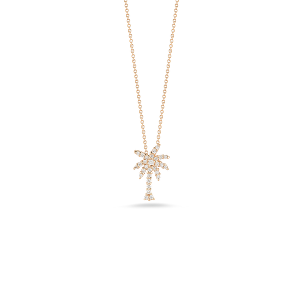 18K Yellow Gold Palm Tree Pendant With Diamonds