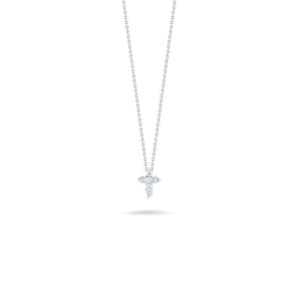 18K White Gold Baby Cross Pendant With Diamonds