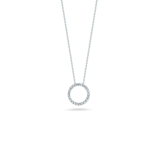 18K White Gold X-Small Circle Pendant With Diamonds