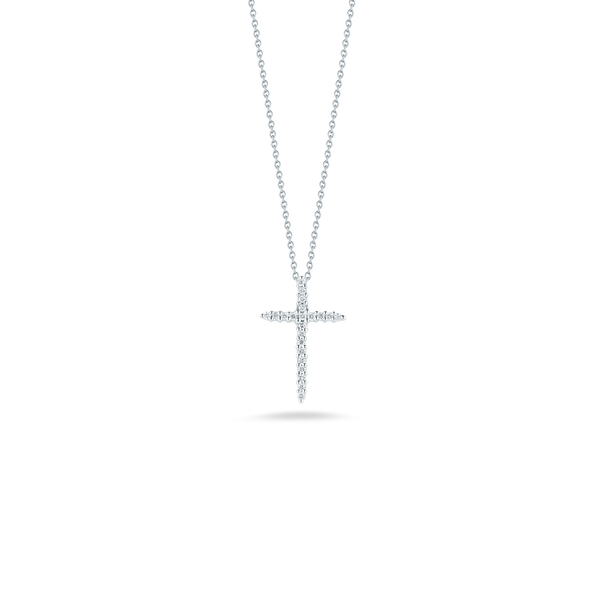 18K White Gold Cross Pendant With Diamonds