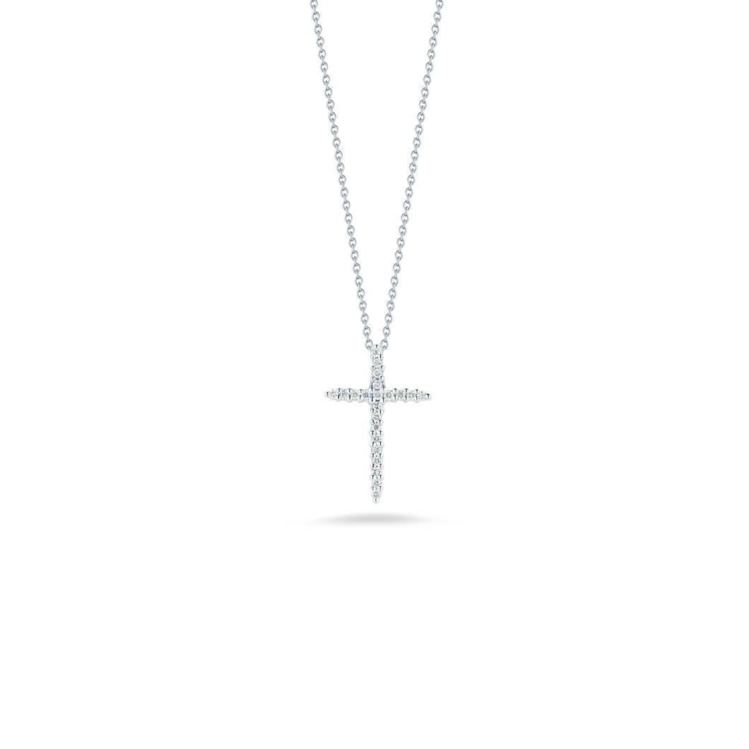 18K White Gold Cross Pendant With Diamonds