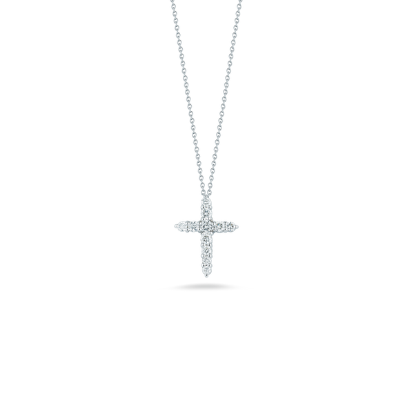 18K White Gold Cross Pendant With Diamonds