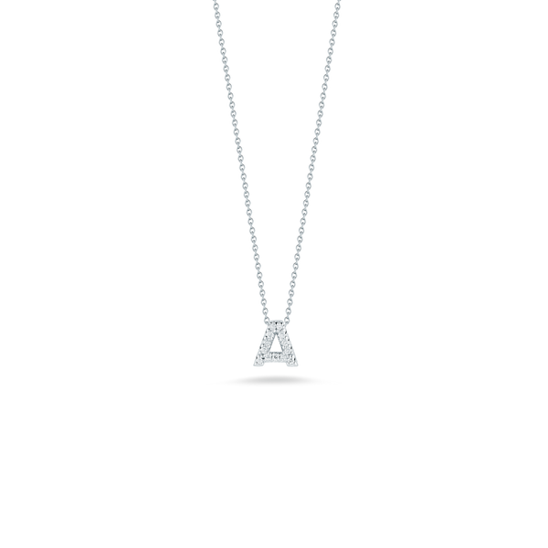 18K White Gold Love Letter A Pendant With Diamonds