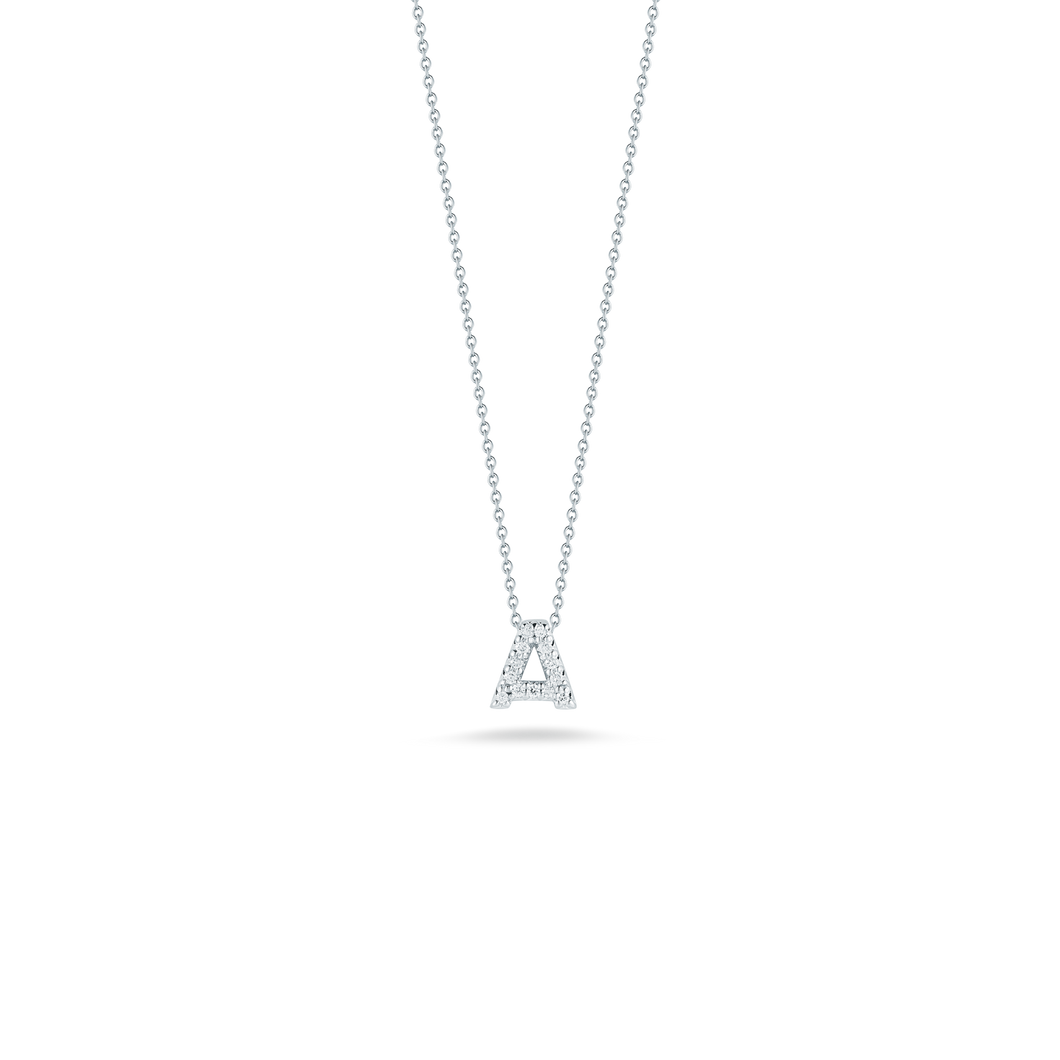 18K White Gold Love Letter A Pendant With Diamonds