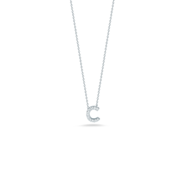 18K White Gold Love Letter C Pendant With Diamonds