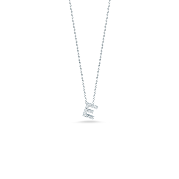 18K White Gold Love Letter E Pendant With Diamonds