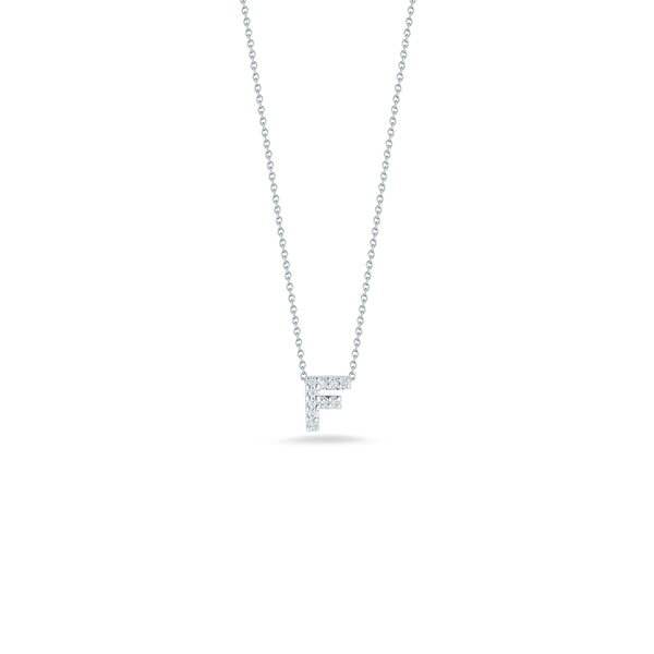 18K White Gold Love Letter F Pendant With Diamonds