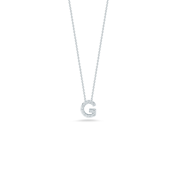18K White Gold Love Letter G  Pendant With Diamonds