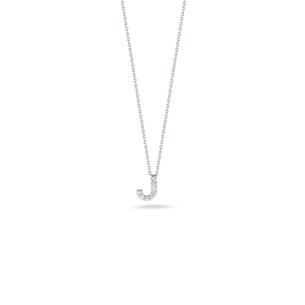 18K White Gold Love Letter J Pendant With Diamonds