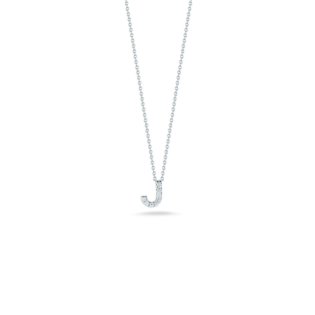 18K White Gold Love Letter J Pendant With Diamonds