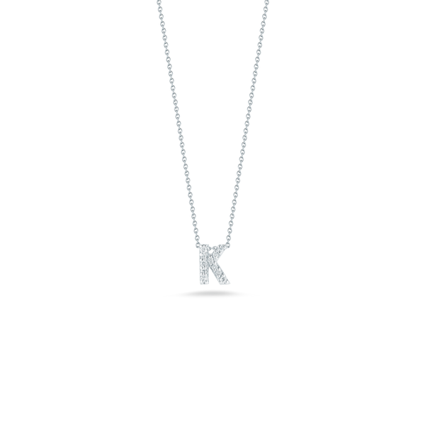 18K White Gold Love Letter K Pendant With Diamonds