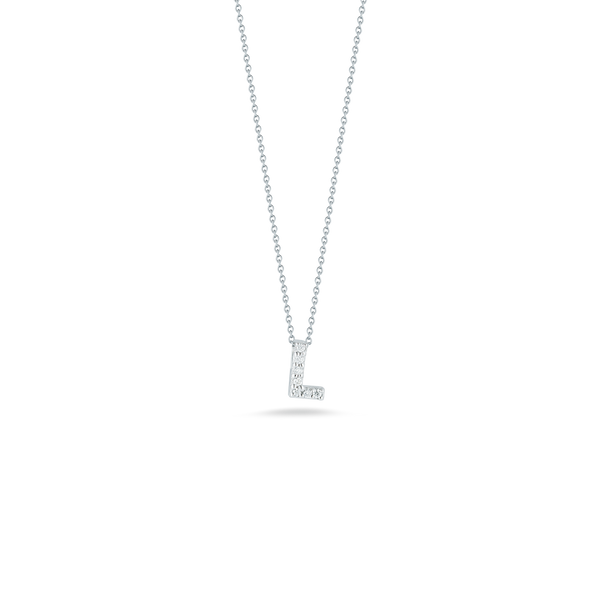 18K White Gold Love Letter L Pendant With Diamonds