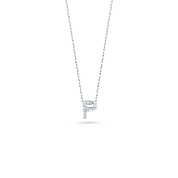 18K White Gold Love Letter P Pendant With Diamonds