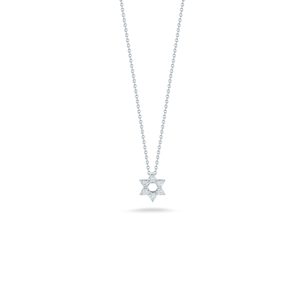 18K White Gold Star of David Pendant With Diamond