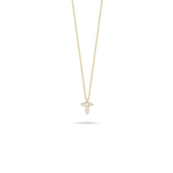 18K Yellow Gold Baby Cross Pendant With Diamonds