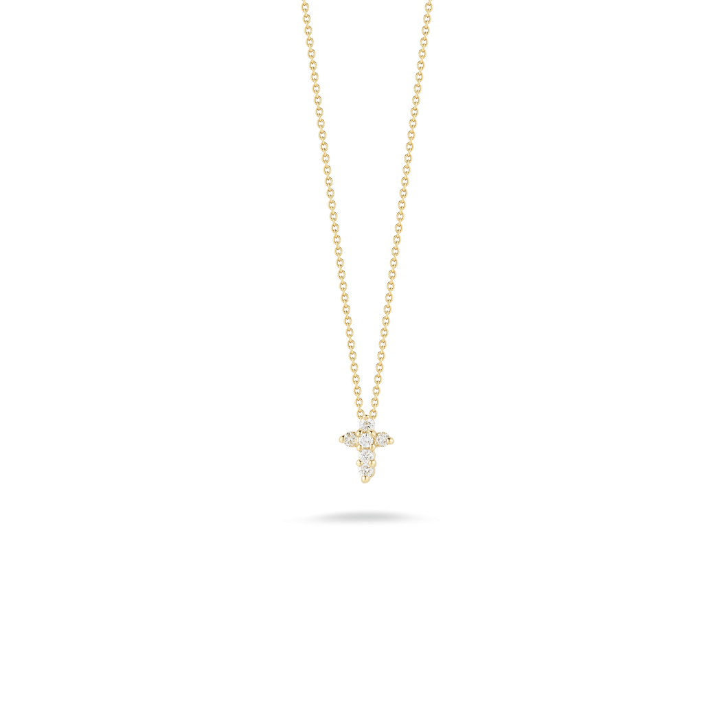 18K Yellow Gold Baby Cross Pendant With Diamonds Little Switzerland