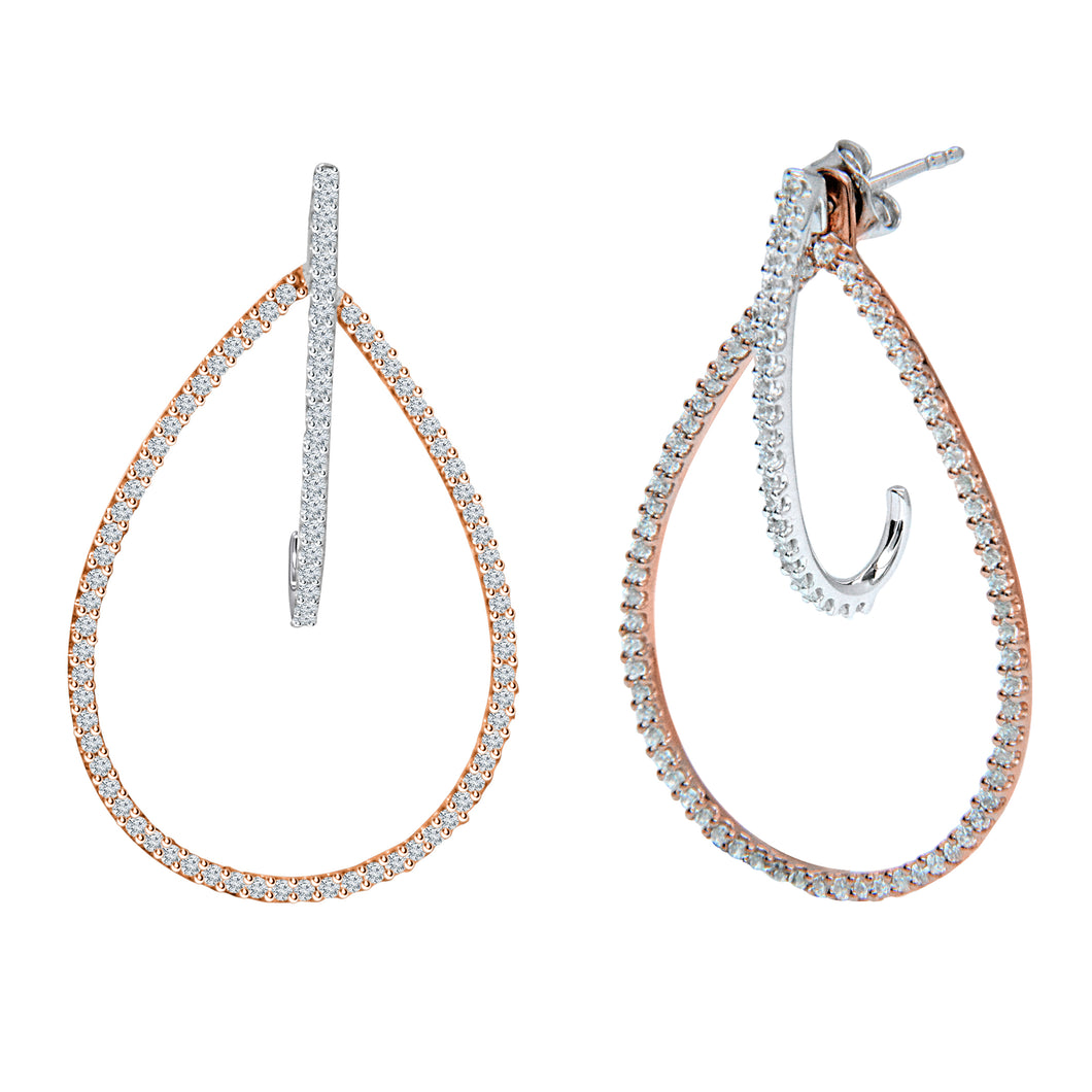 14k Rose and White Gold Jacket and J-Hoop Earrings (0.75 ct. tw.)