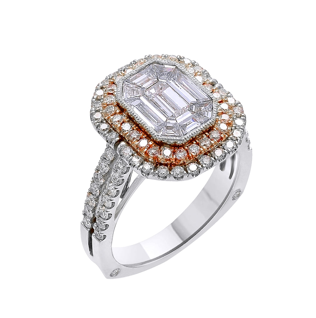 18KT Rose and White Gold Double Halo Fancy Diamond Ring (2.35 ct. tw.)