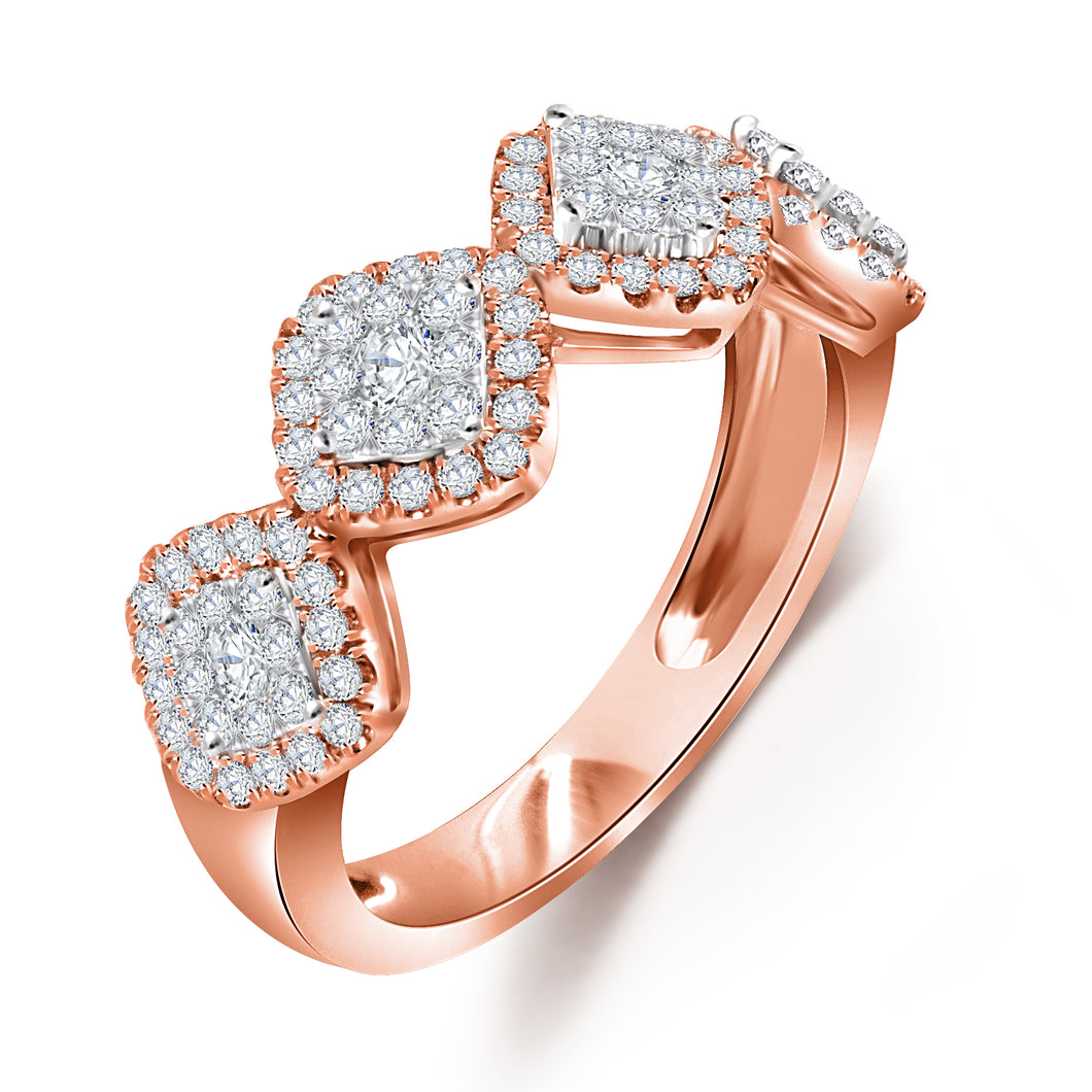 14KT Rose and White Gold Cluster Diamond Band (0.95 ct. tw.)