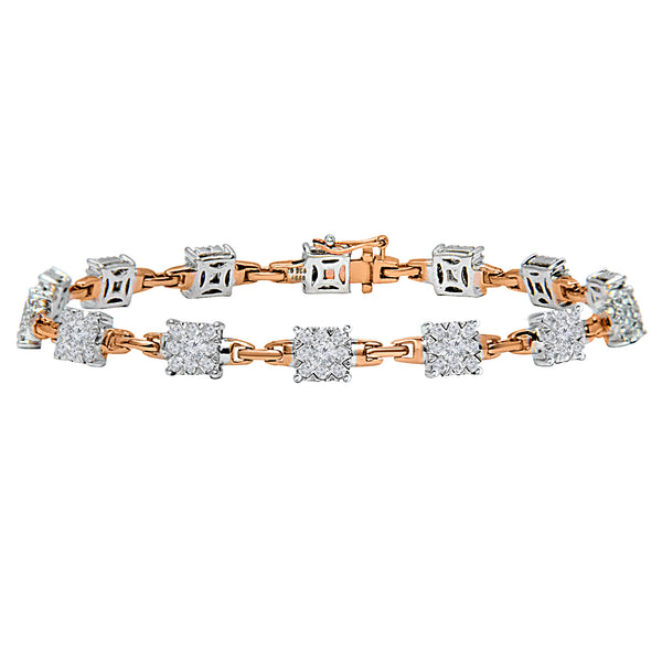 14KT Rose and White Gold Round Diamond Link Bracelet (2.61 ct. tw.)