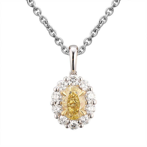 18K Yellow & White Gold 1.08CTW Yellow & White Diamond Pendant
