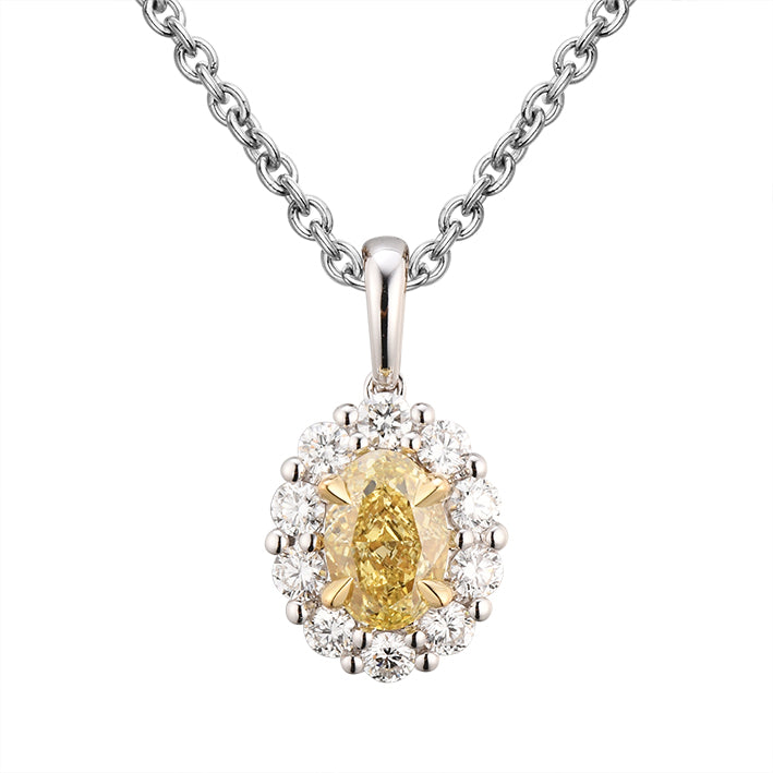 18K Yellow & White Gold 1.08CTW Yellow & White Diamond Pendant