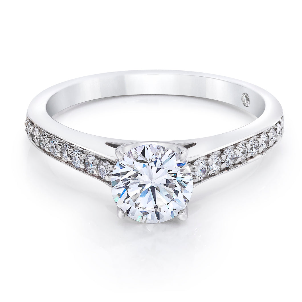 Engrace Solitaire Ring with Pave Band