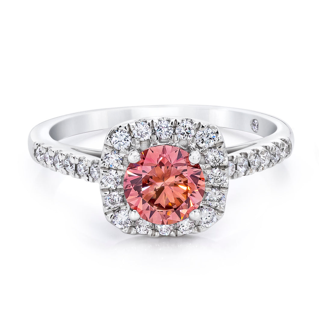 Pink & White Lab-Grown Diamond Halo Ring 
