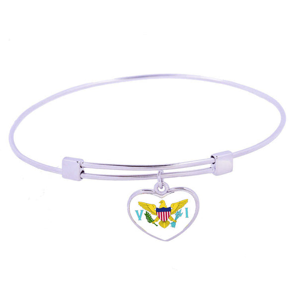United States Virgin Islands Flag Sterling Silver Charm Bangle