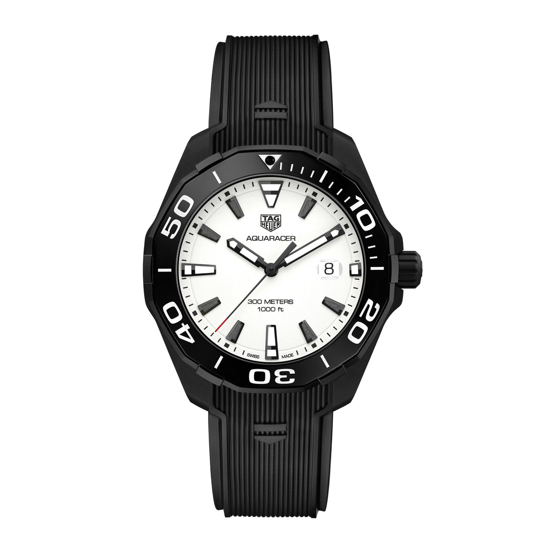 TAG Heuer Aquaracer Quartz Mens White Rubber Watch