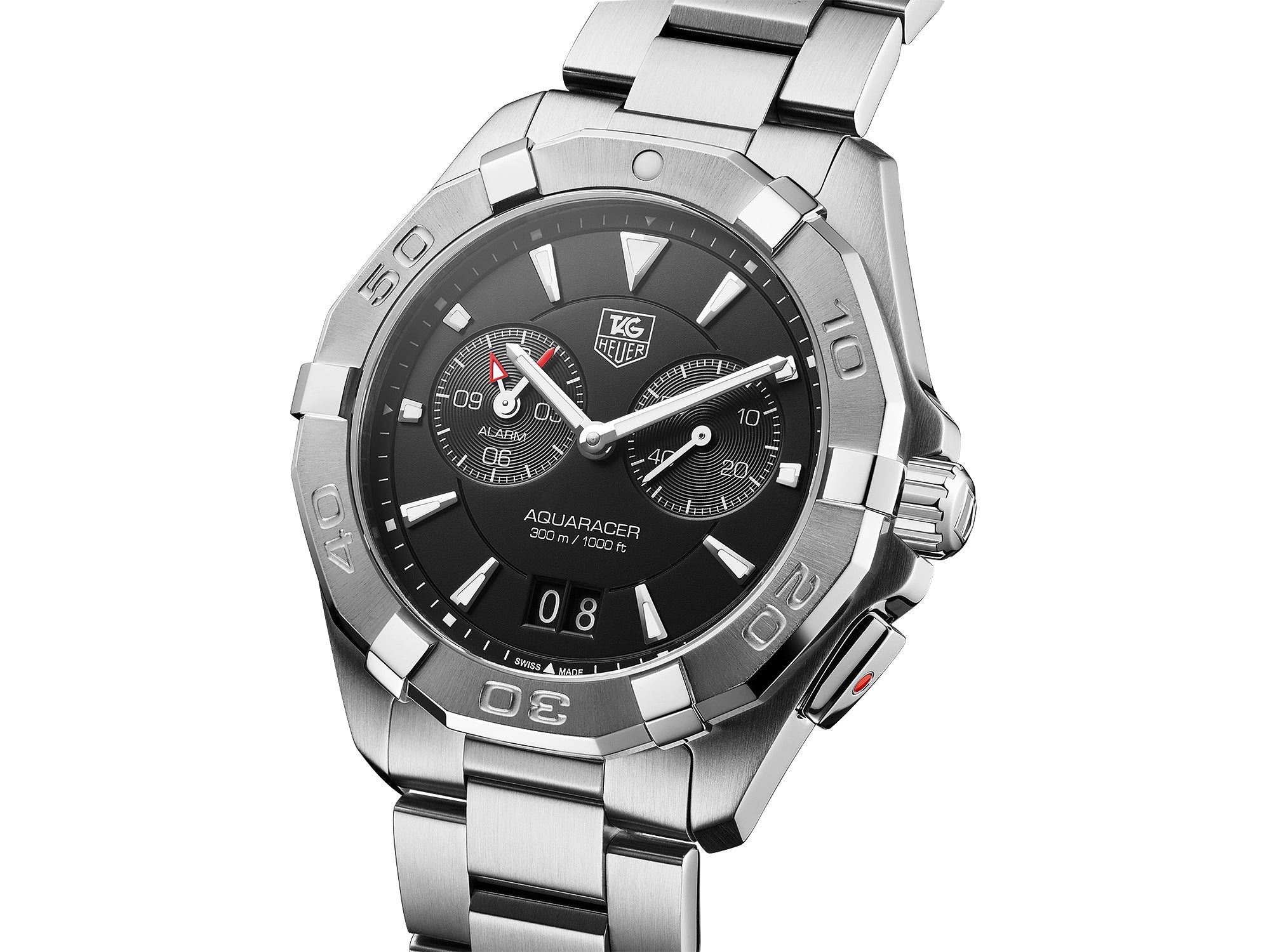 TAG Heuer Aquaracer Quartz Alarm Mens Black Steel Watch – Little