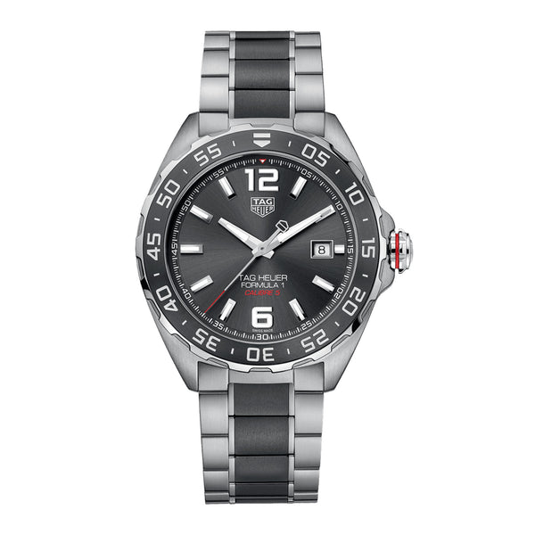 TAG Heuer Formula 1 Calibre 5 Automatic Mens Grey Steel/Black Ceramic Chronograph
