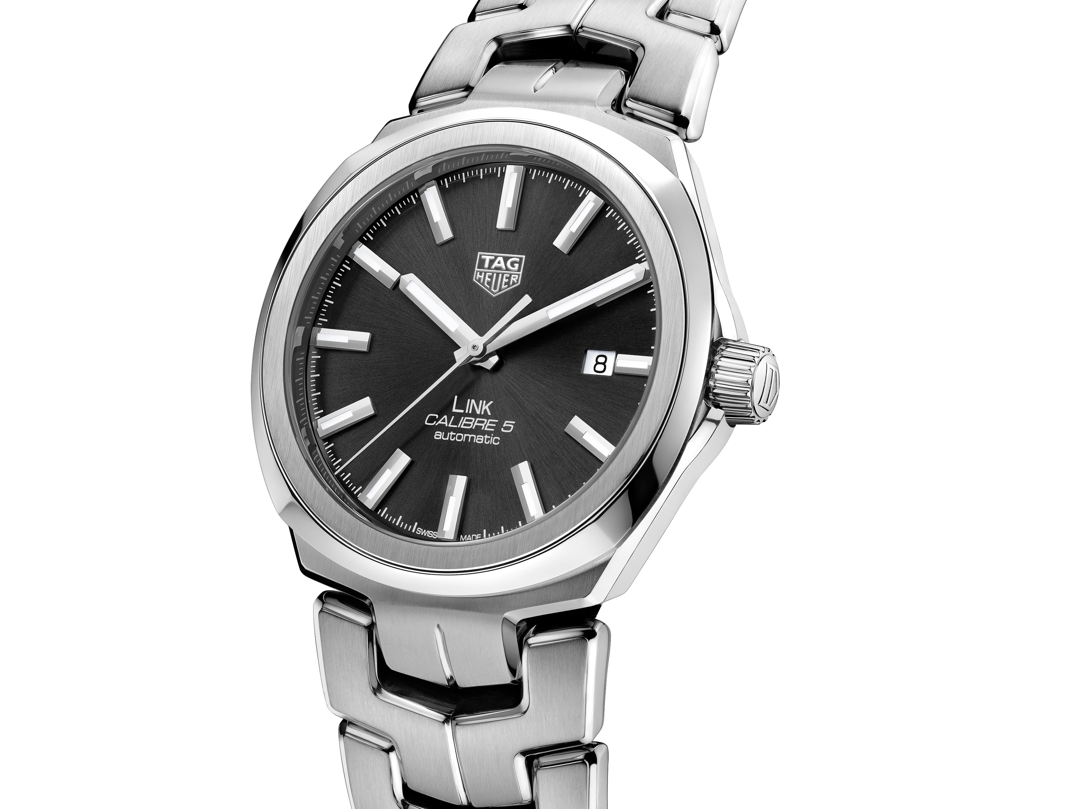 TAG Heuer Link Calibre 5 Automatic Mens Black Steel Watch – Little